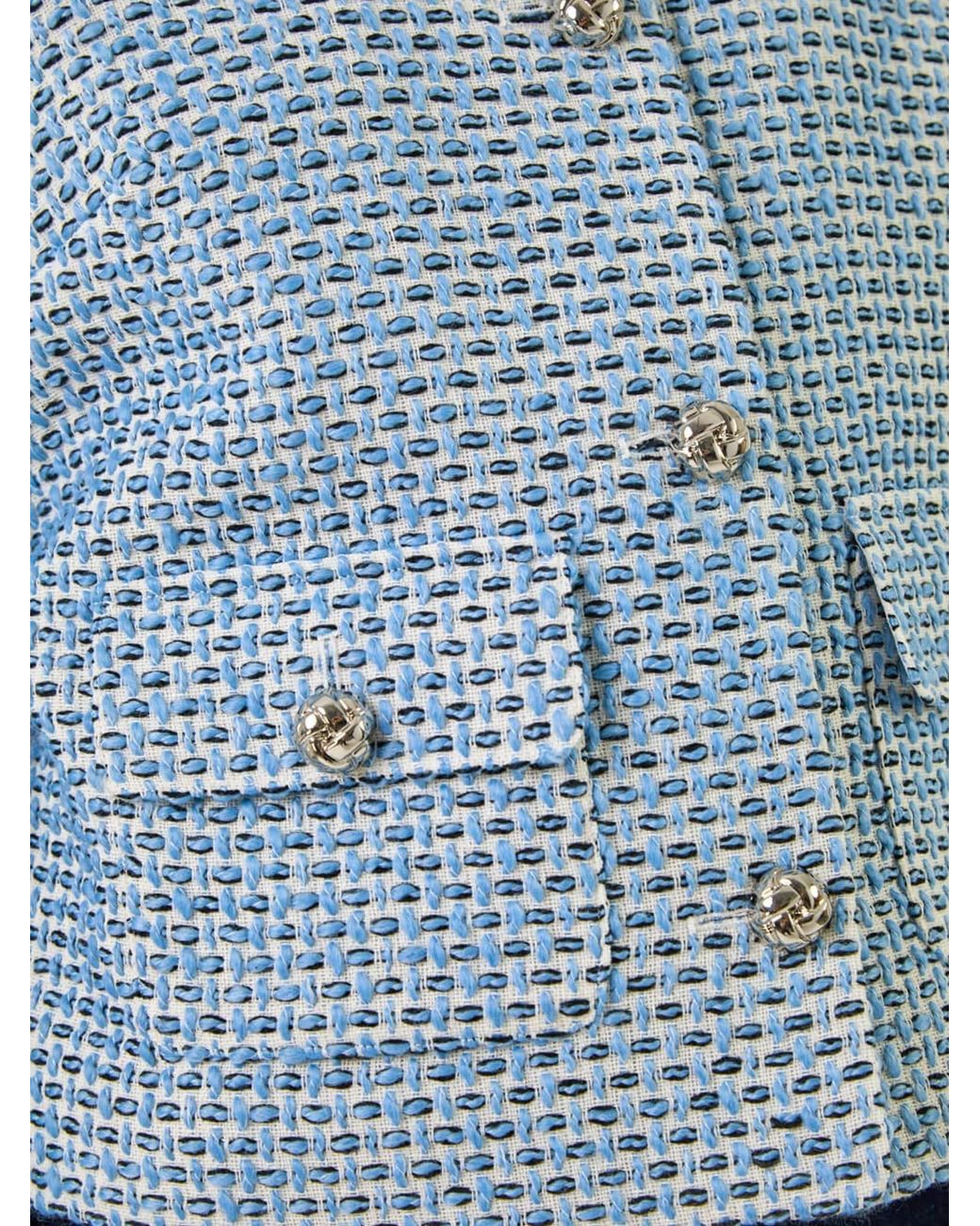 Roman Blue Single Breasted Boucle Jacket