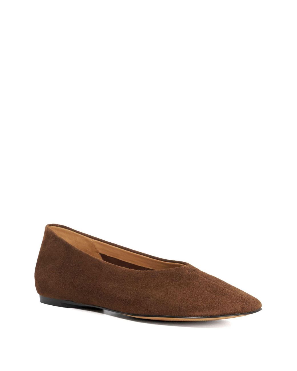 Dune Natural High Cut Round Toe Ballet Flats