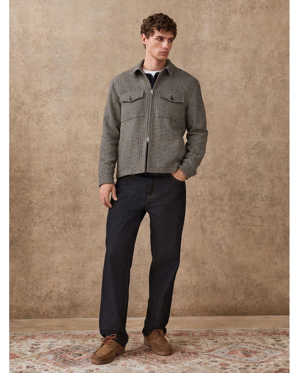 Next Gray Smart Dogtooth Twin Pocket Jacket for men