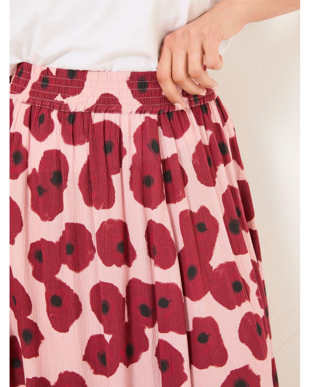 FatFace Red Millie Midi Skirt