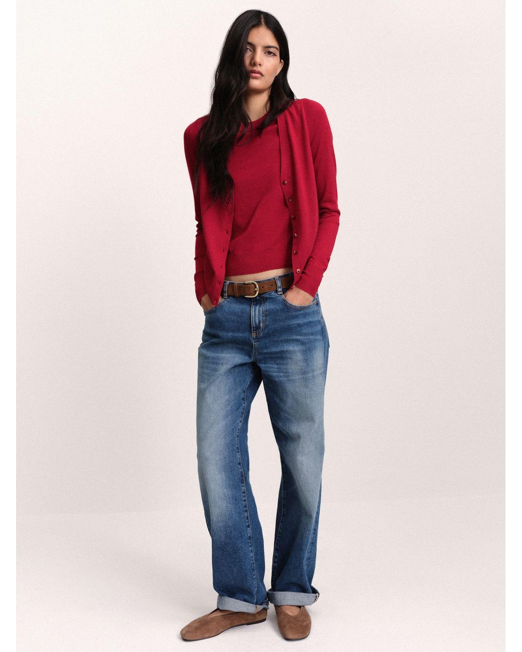 The Set Red 2 Pack Mock Layer Cardigans/Light