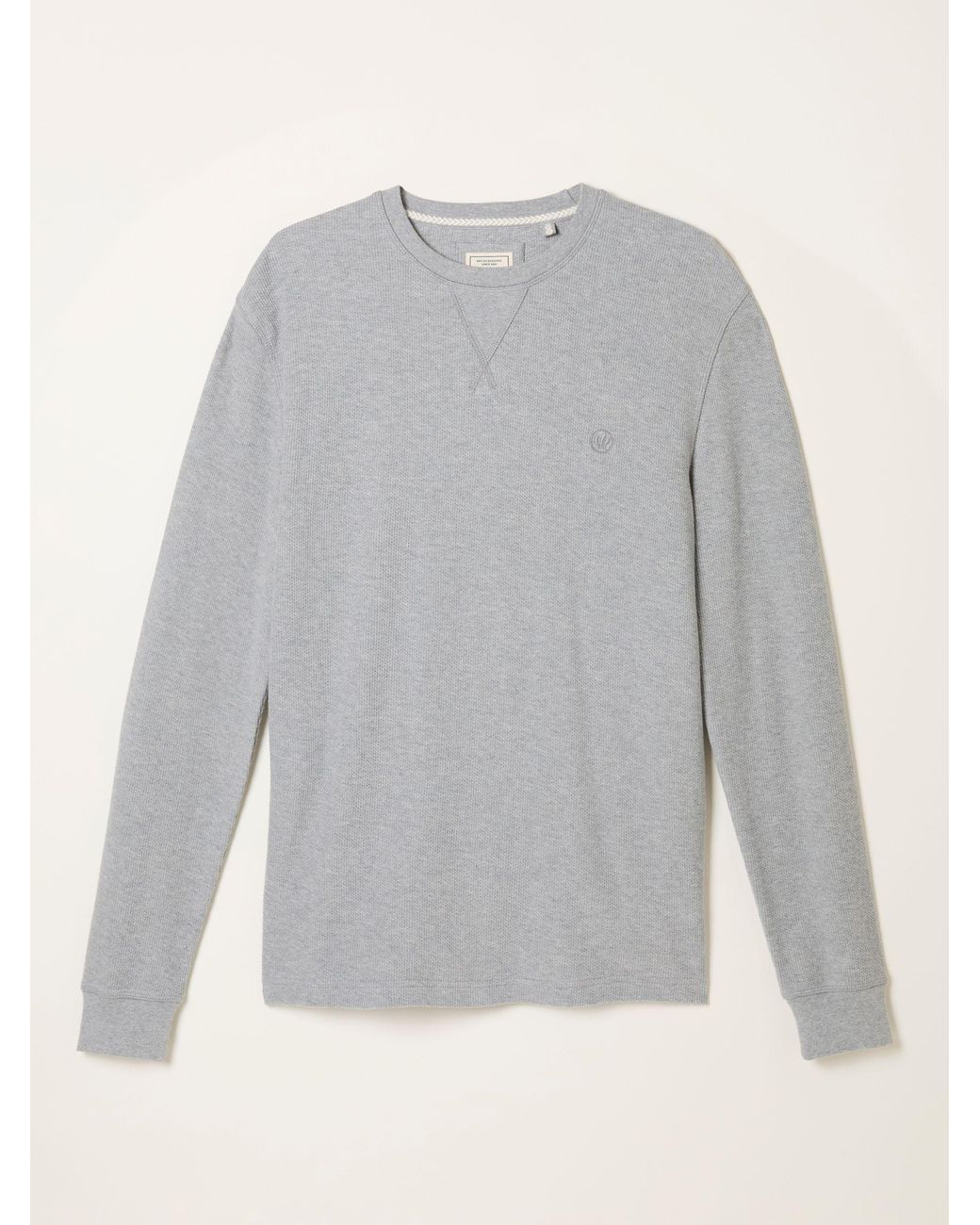 FatFace Gray Waffle Crew Neck Pyjama Top for men