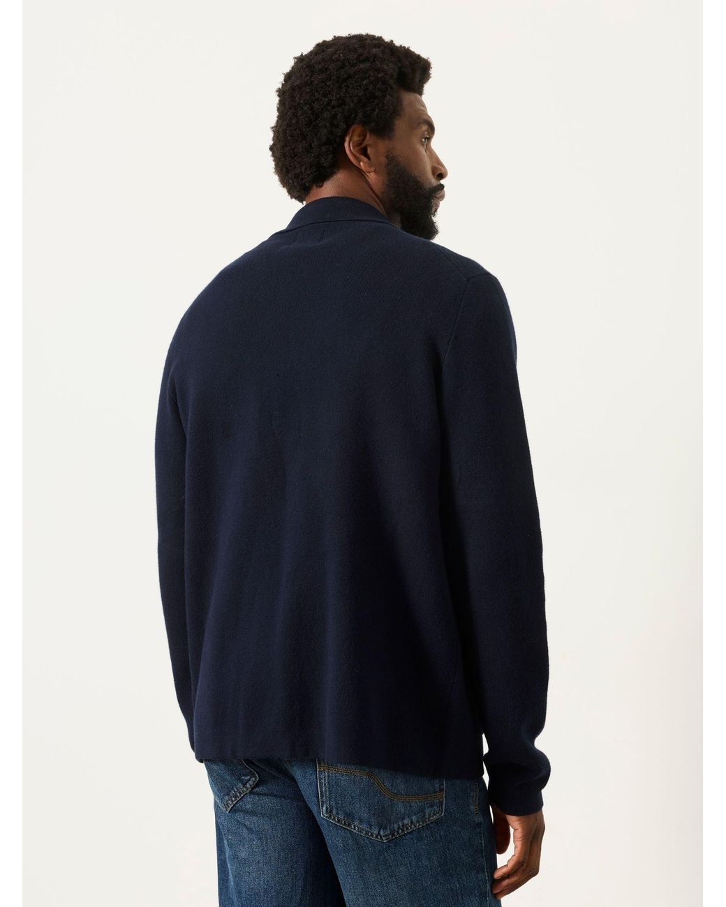 FatFace Blue Fatface Kieran Knitted Collared Button Front Cardigan for men