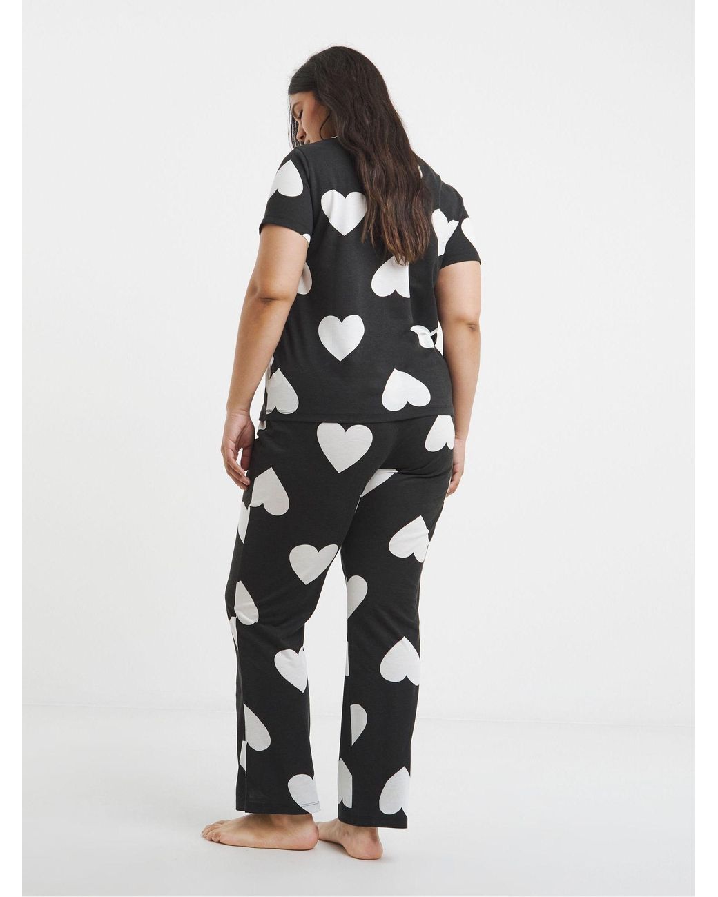Simply Be White Value Heart Pyjamas Set