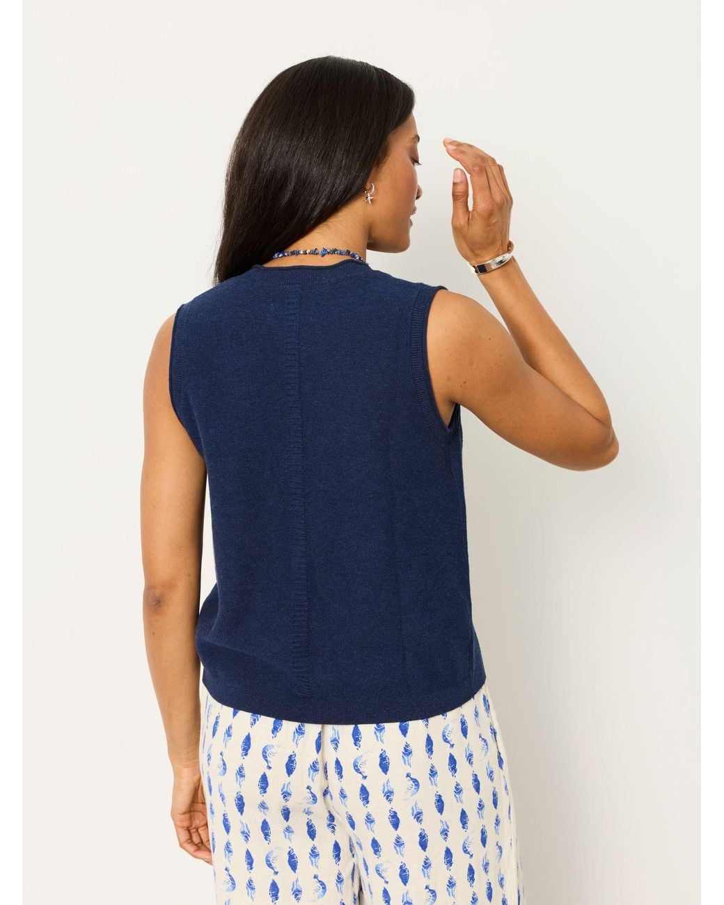 FatFace Blue Fia Tie Front Knitted Vest