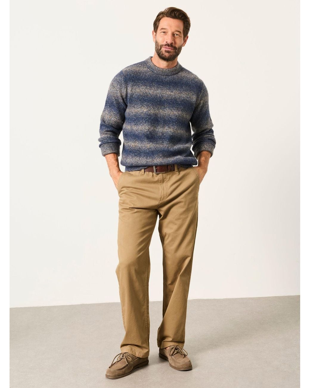 FatFace Blue Deanston Knitted Ombre Crew Neck Jumper for men