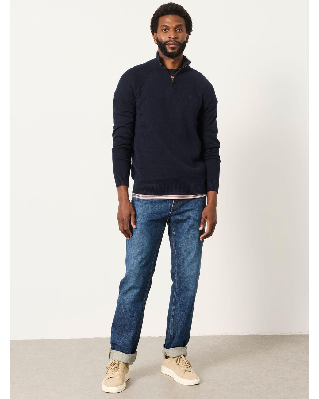 FatFace Blue Rye Quarter Zip Knitted Jumper for men