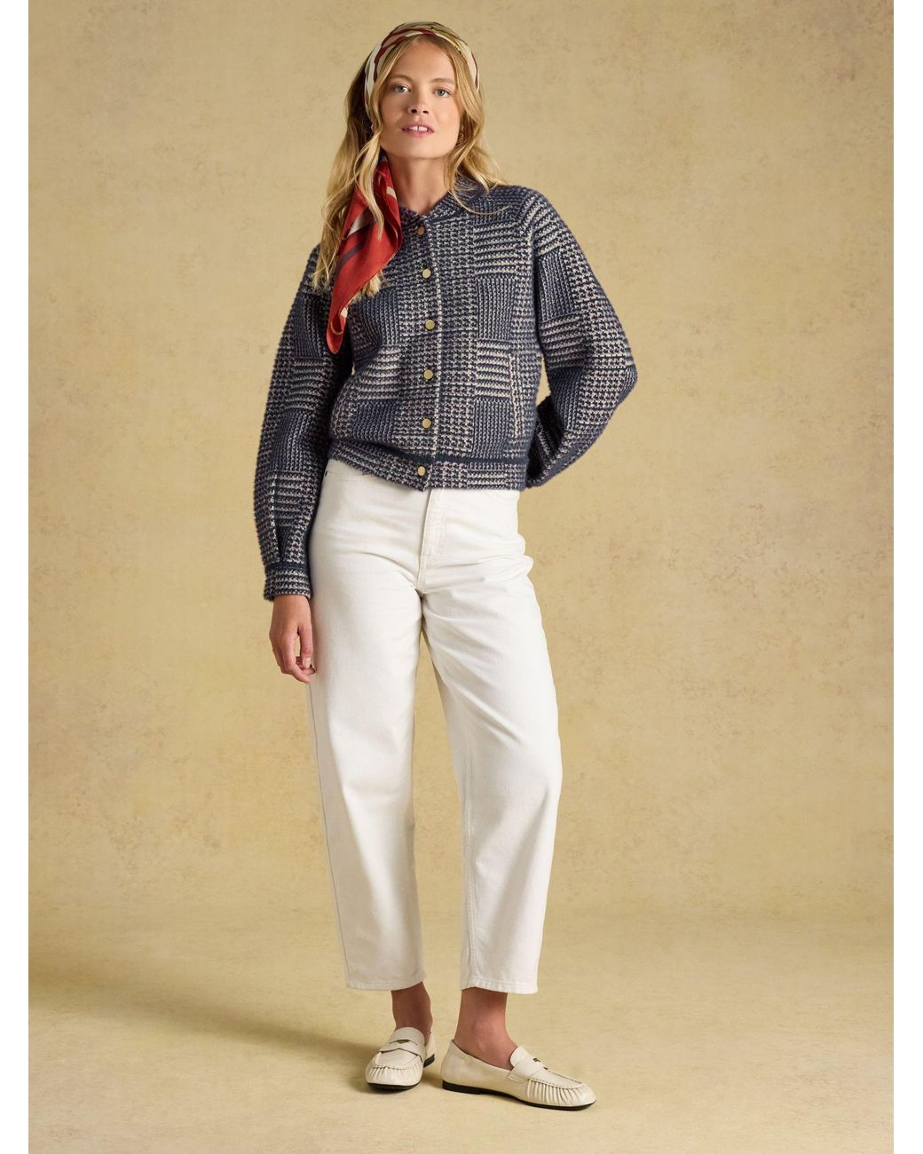Joules Blue Soft Touch Patterned Knitted Jacket