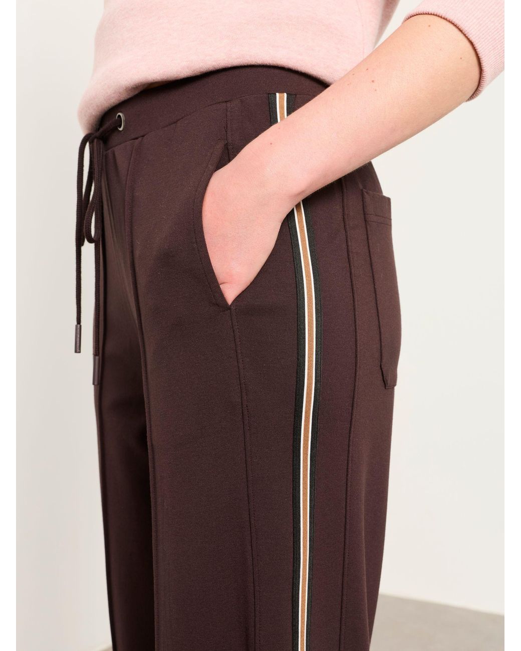FatFace Brown Ely Petite Side Stripe Trousers