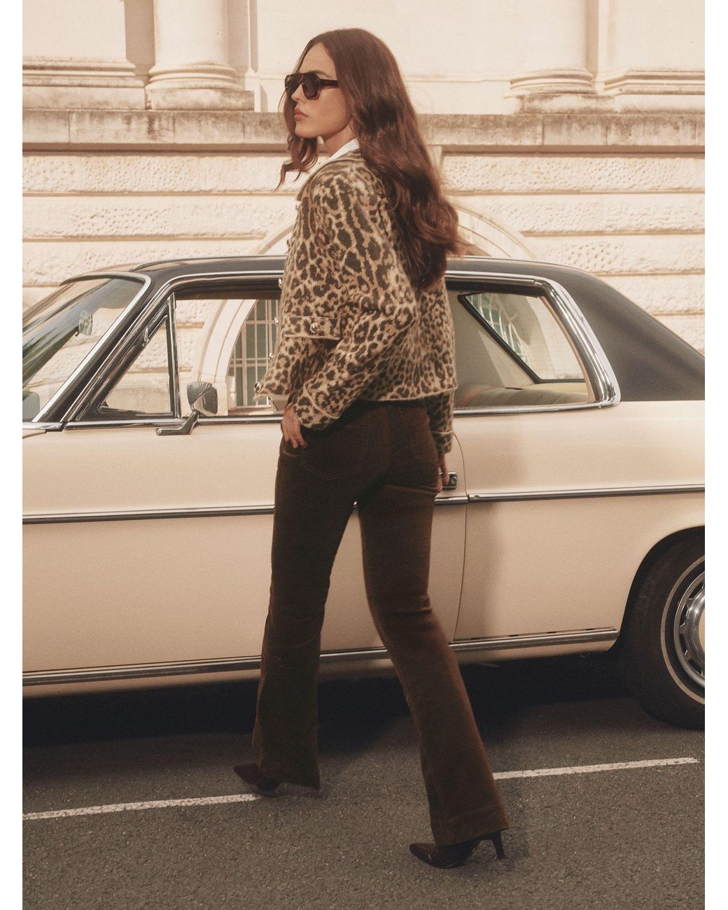 Lipsy Brown Leopard Print Collared Buttoned Knit Cardigan Jacket