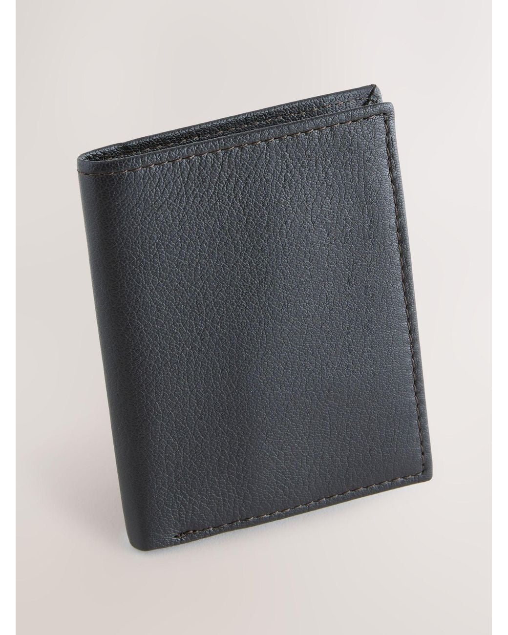 Next Gray Leather Mini Bifold Cardholder Wallet for men