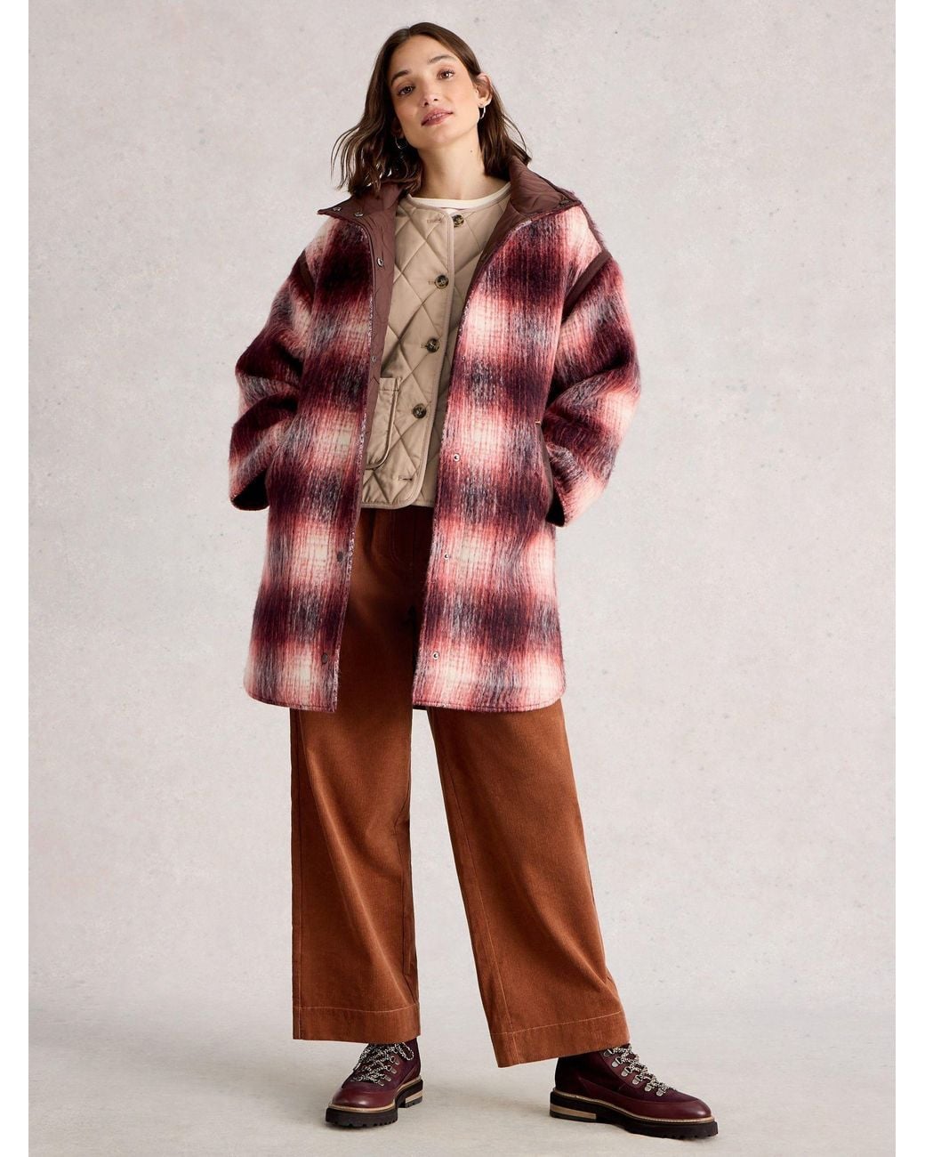 White Stuff Pink Marlowe Reversible Coat