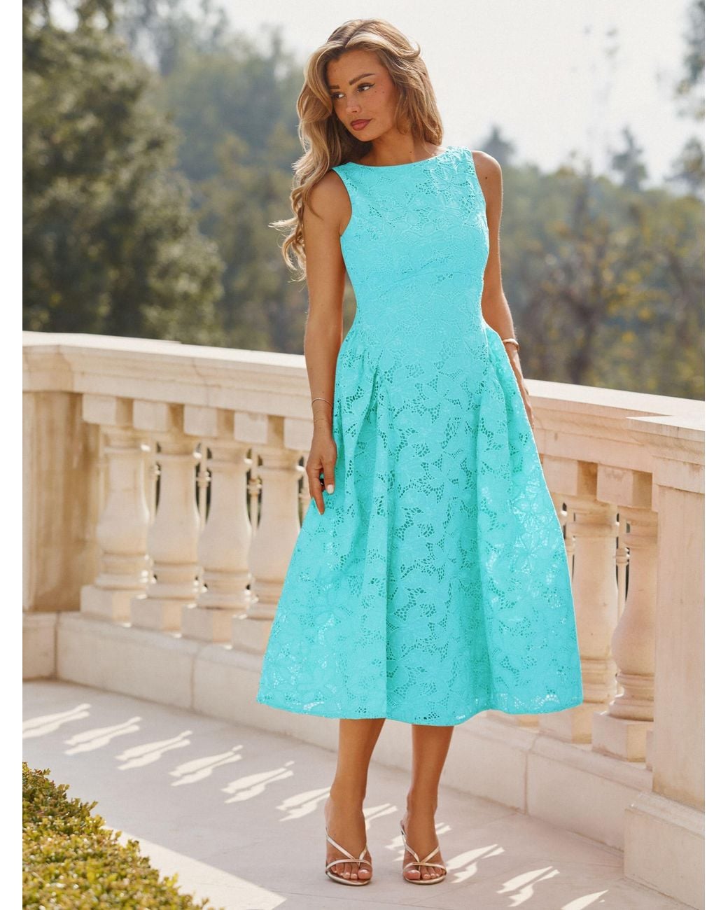 blue lipsy lace dress Premium Broderie Sleeveless Midi Prom in Prom Dresses 2022
