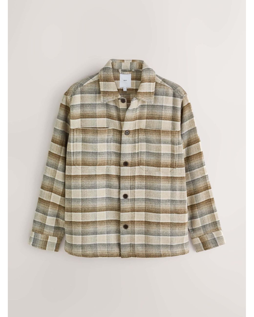 Next Gray Check Wool Blend Shacket for men