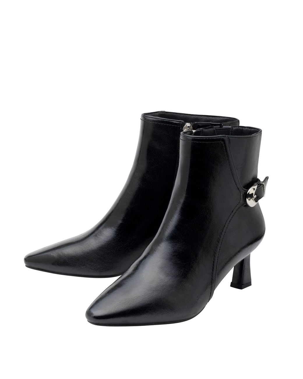 Lotus Black Pointed Toe Ankle Boots