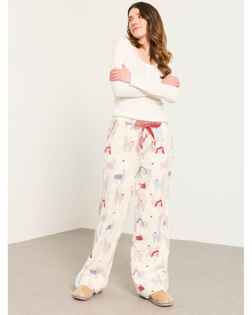 FatFace Pink Lola Wide Leg Christmas Pyjama Bottoms