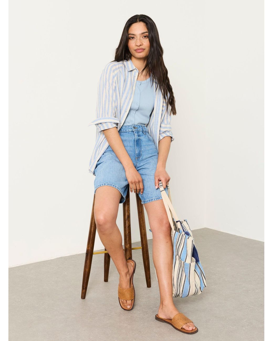 FatFace Blue Bessie Petite Stripe Shirt