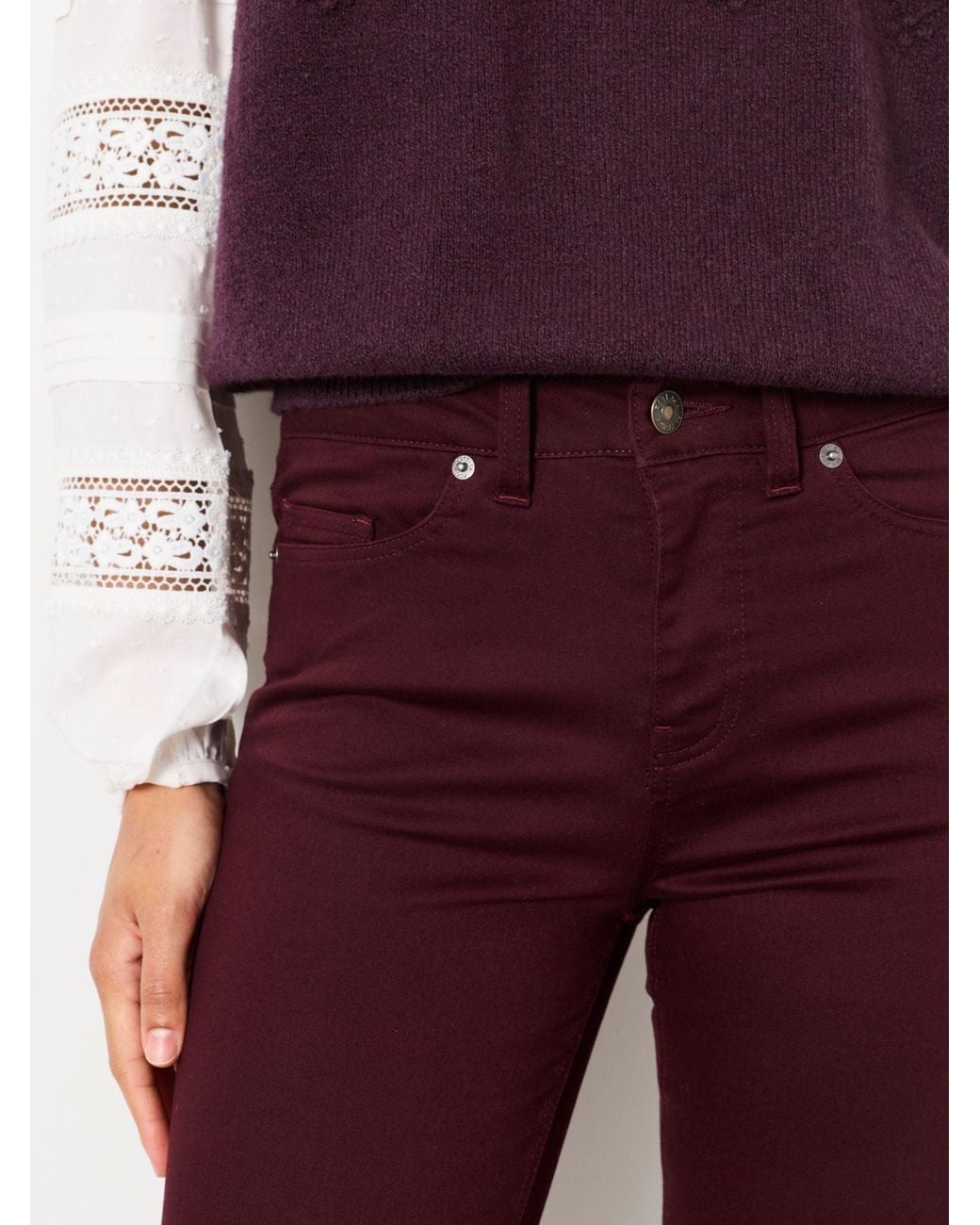 FatFace Red Fatface Hayle Burgundy Petite Five Pocket Jeggings