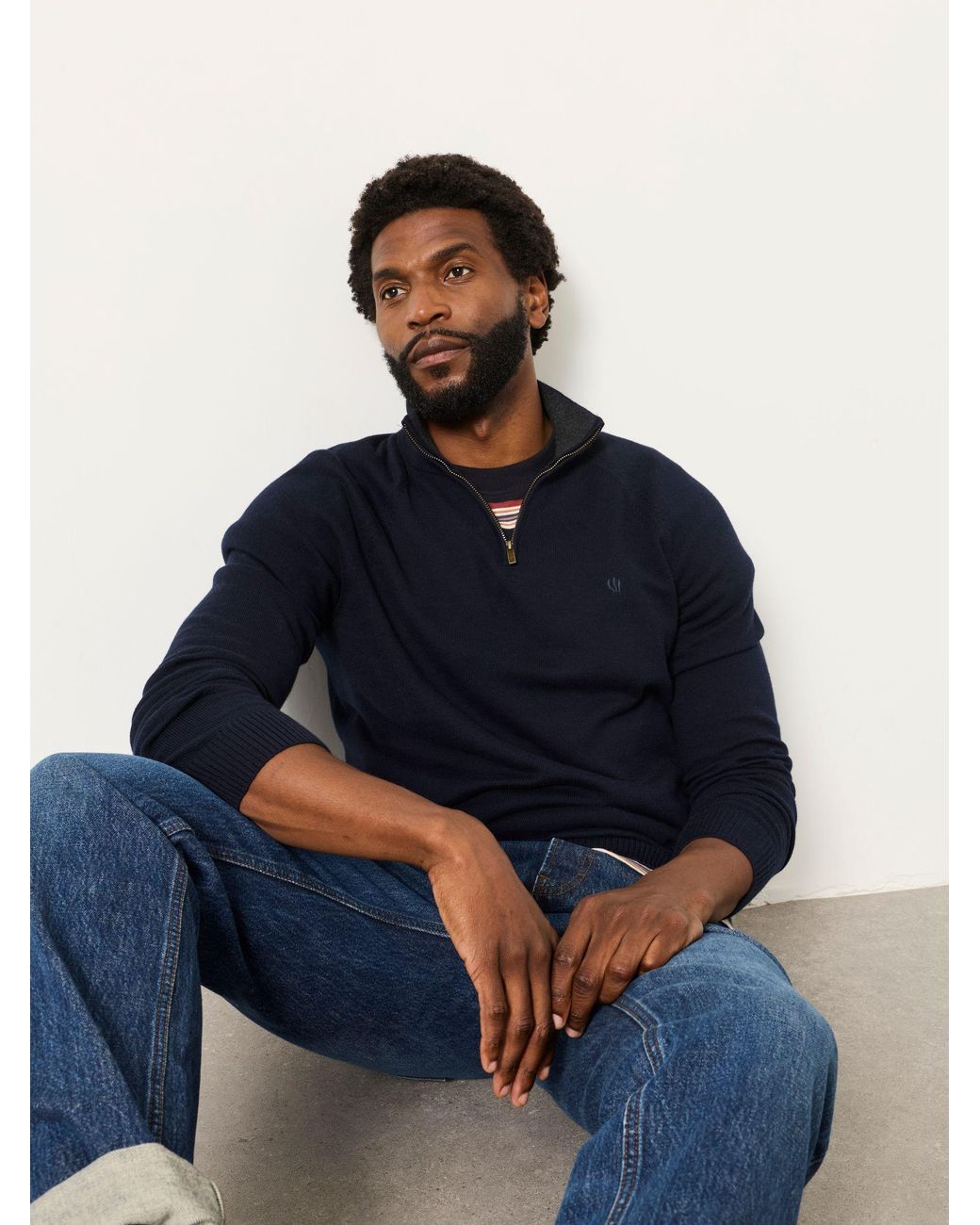FatFace Blue Rye Quarter Zip Knitted Jumper for men