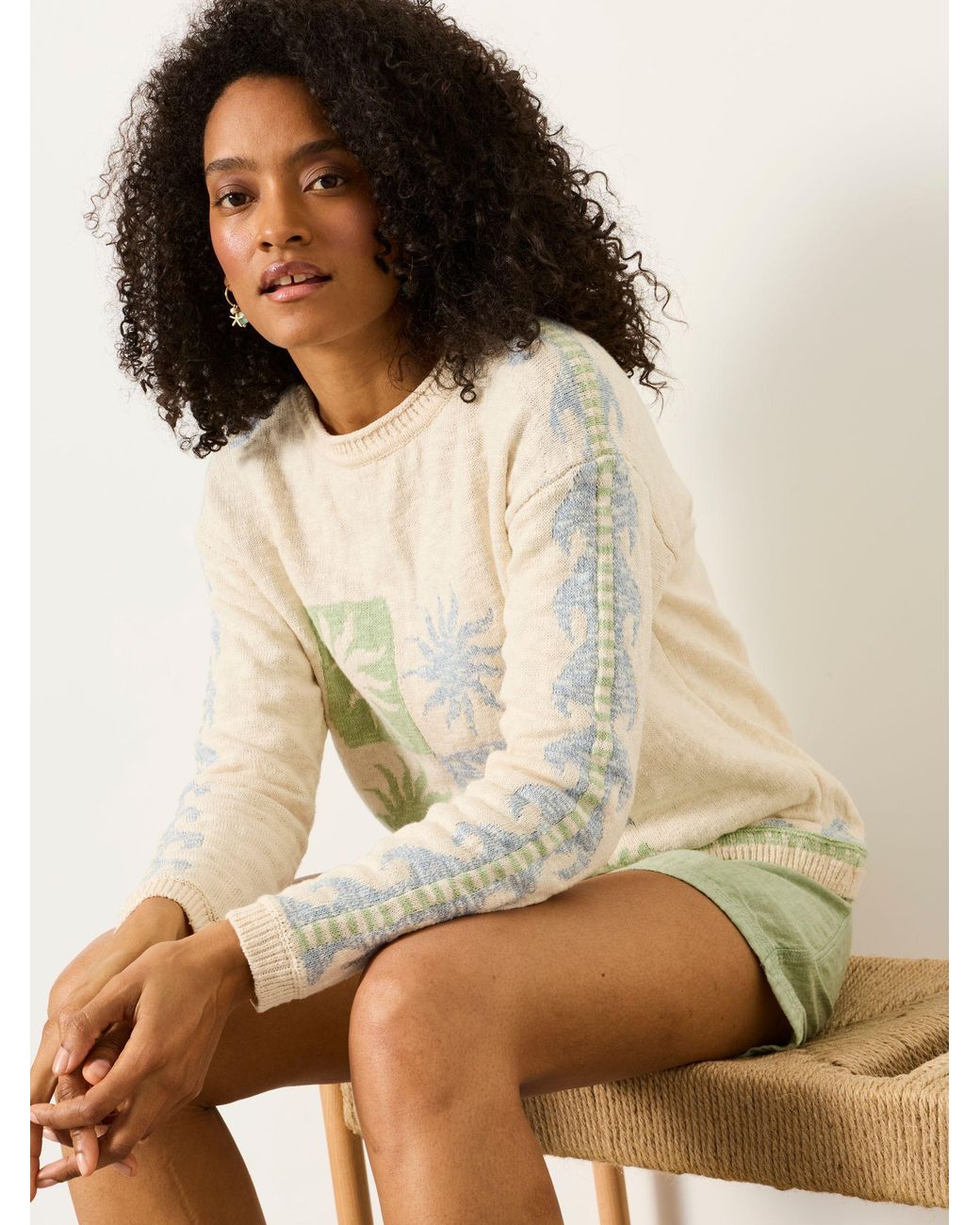 FatFace White Sun Knitted Jumper
