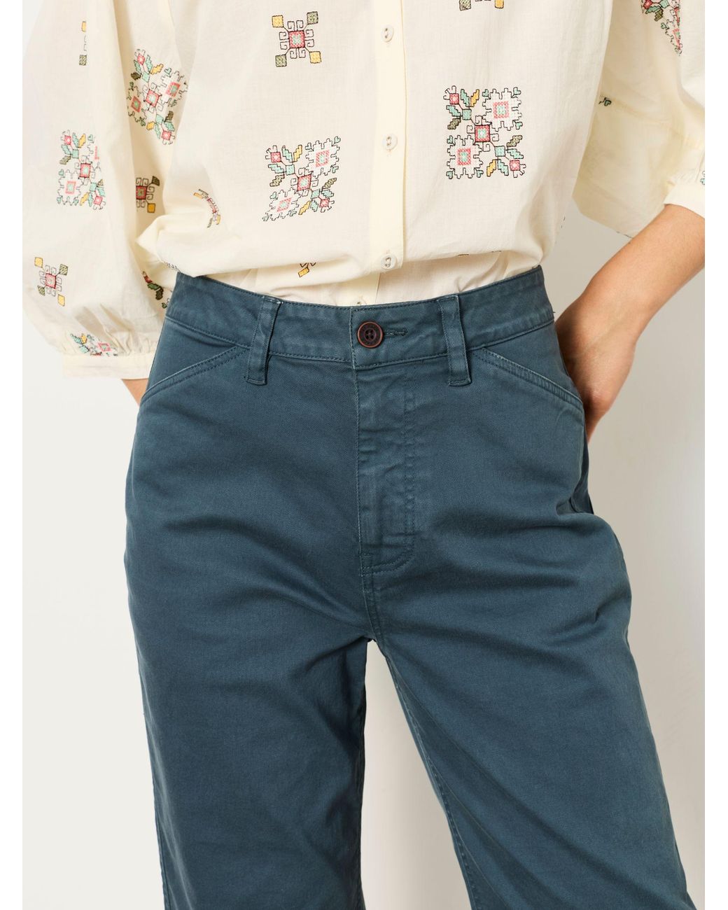 FatFace Blue Bella Chino Tapered Trousers