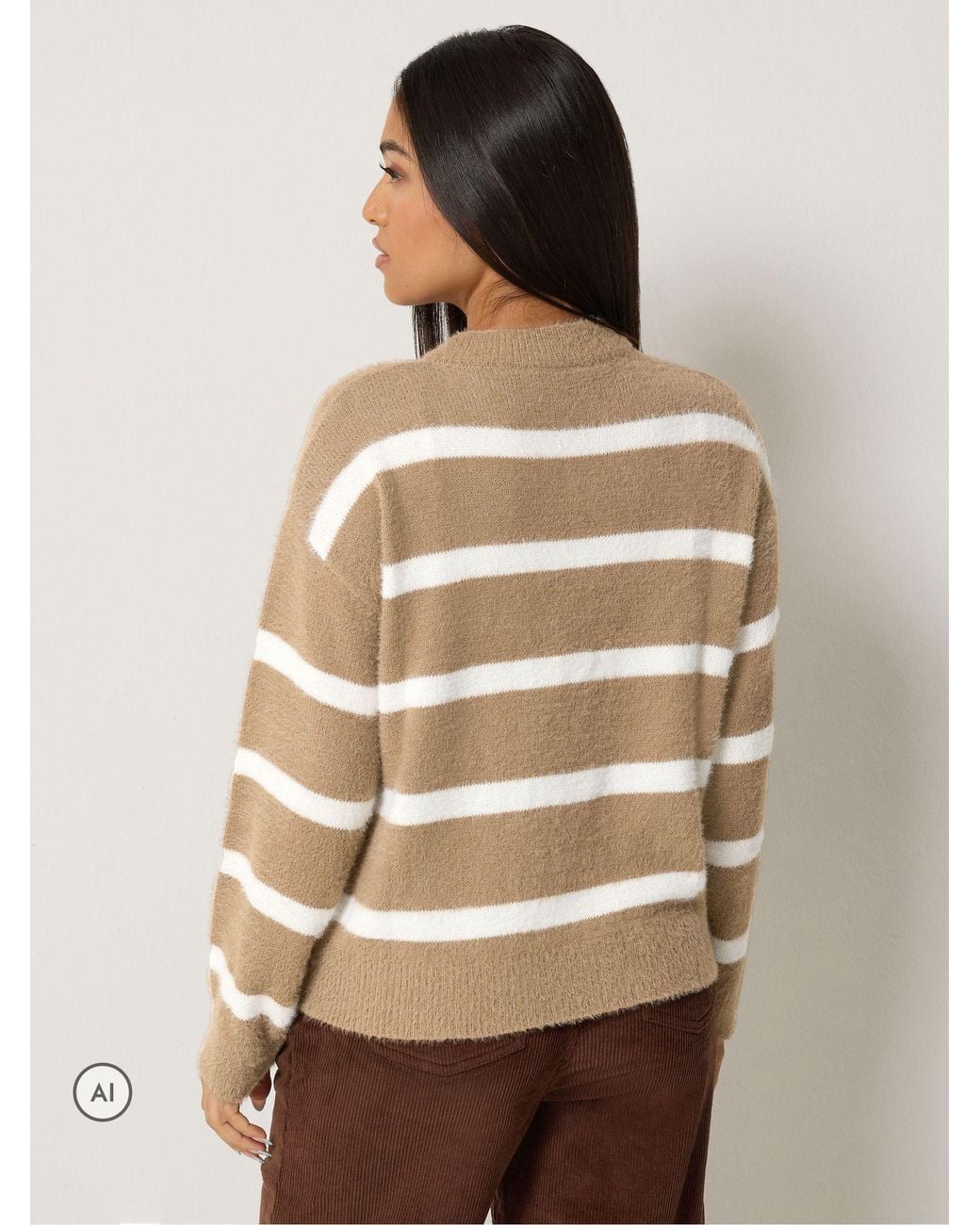 M Com Natural Petite Stripe Jumper