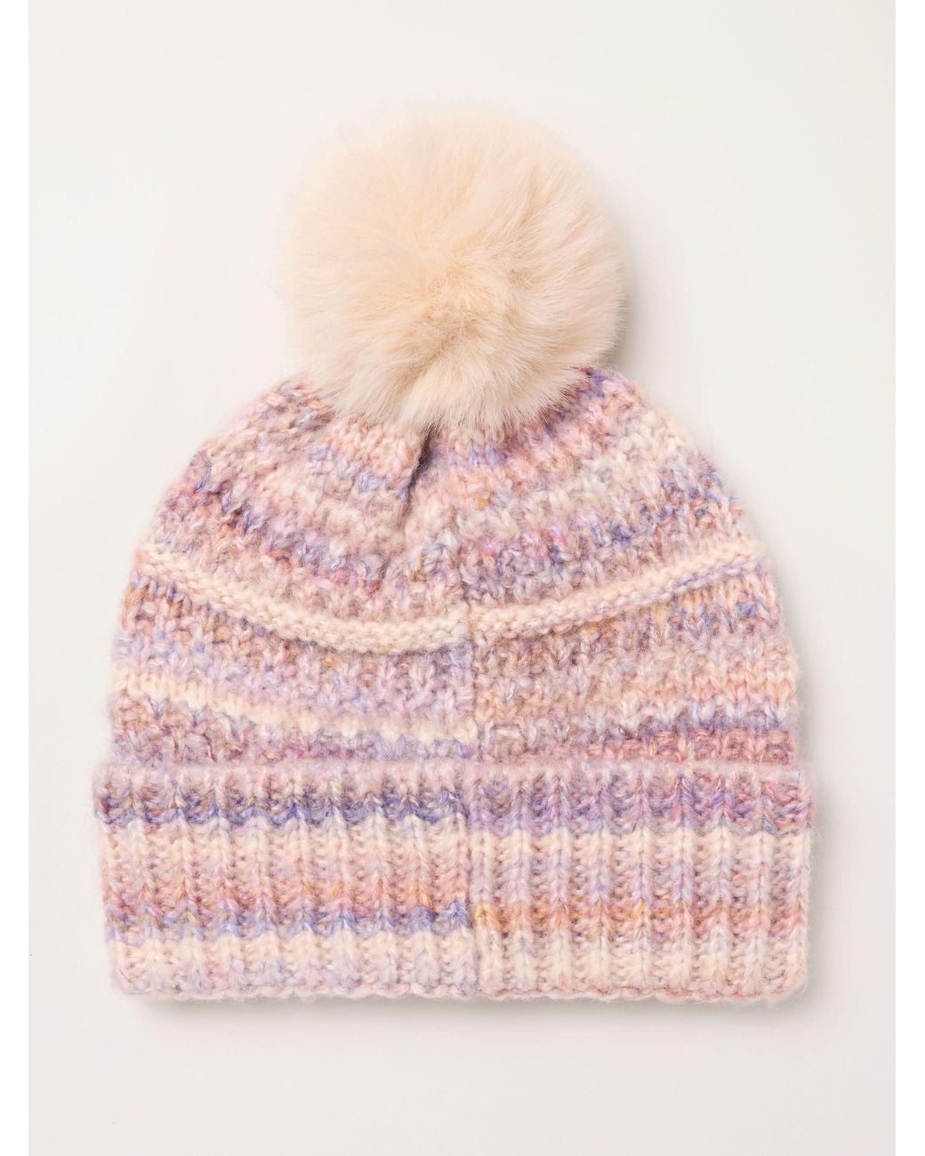 FatFace Pink Fatface Ivory Spacedye Bobble Hat
