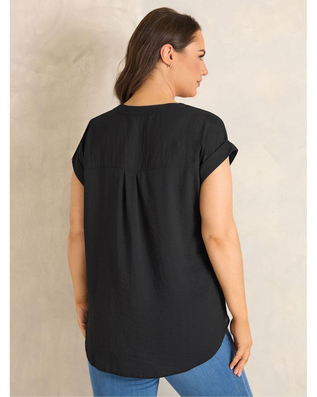 Evans Black Zip Front Blouse