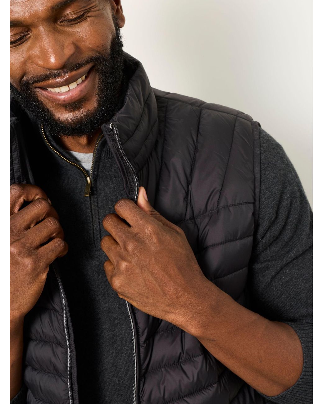 FatFace Gray Dartmouth Lightweight Quilted Gilet for men