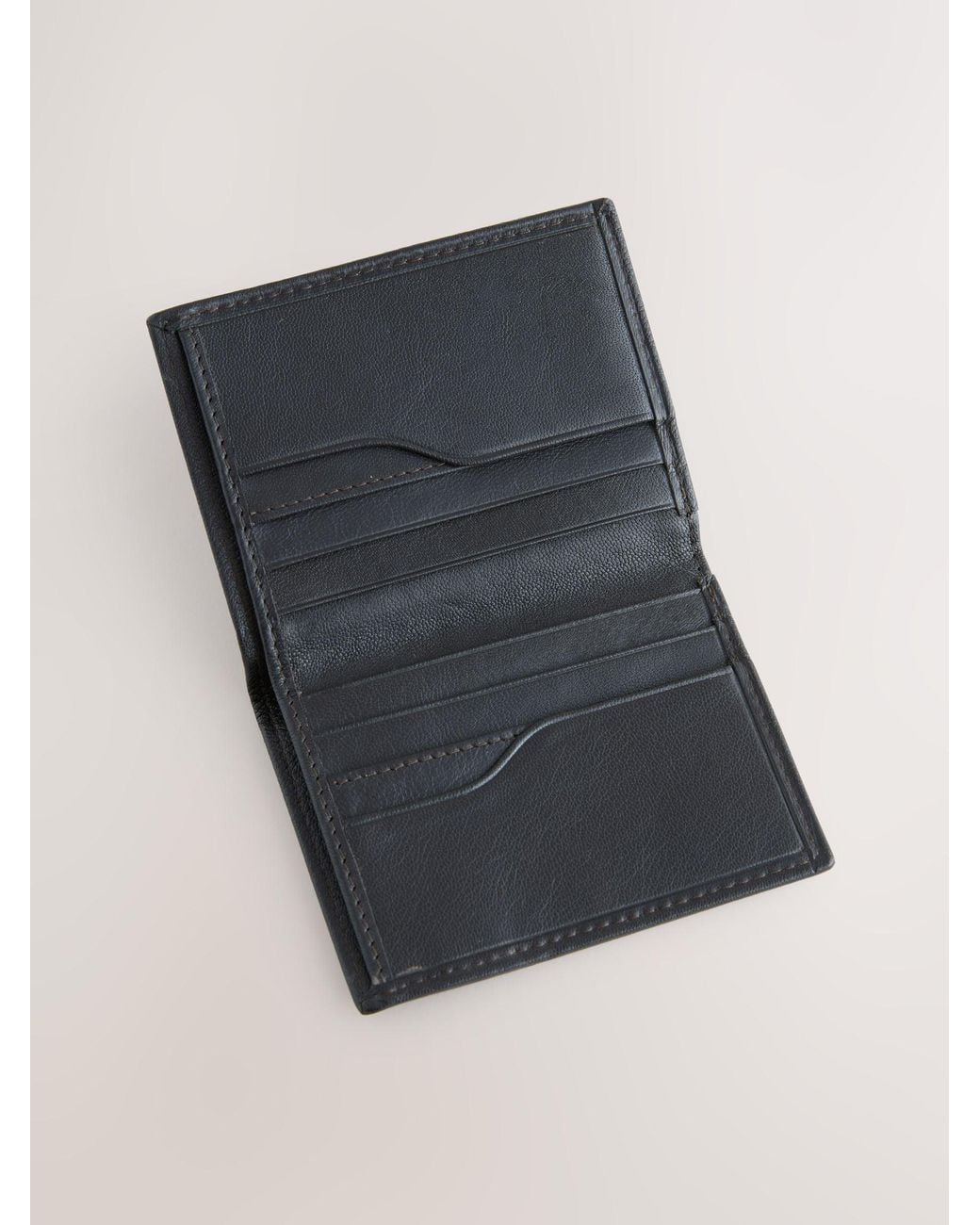 Next Gray Leather Mini Bifold Cardholder Wallet for men