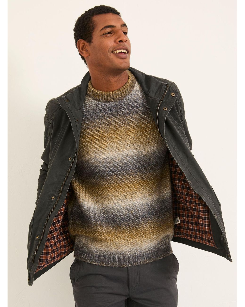 FatFace Blue Ombre Knitted Crew Jumper for men