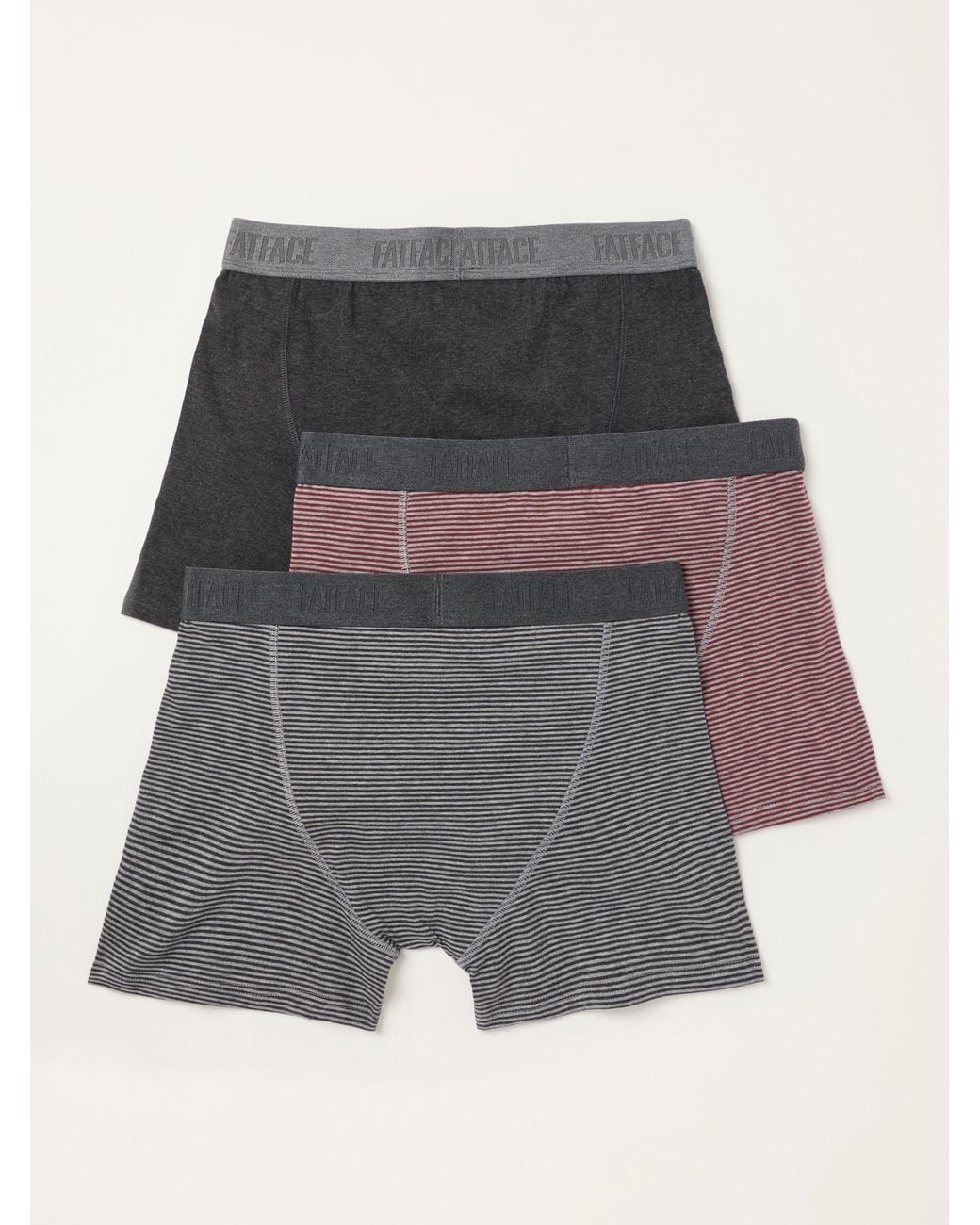 FatFace Gray Fatface 3 Pack/Striped/ Boxers for men