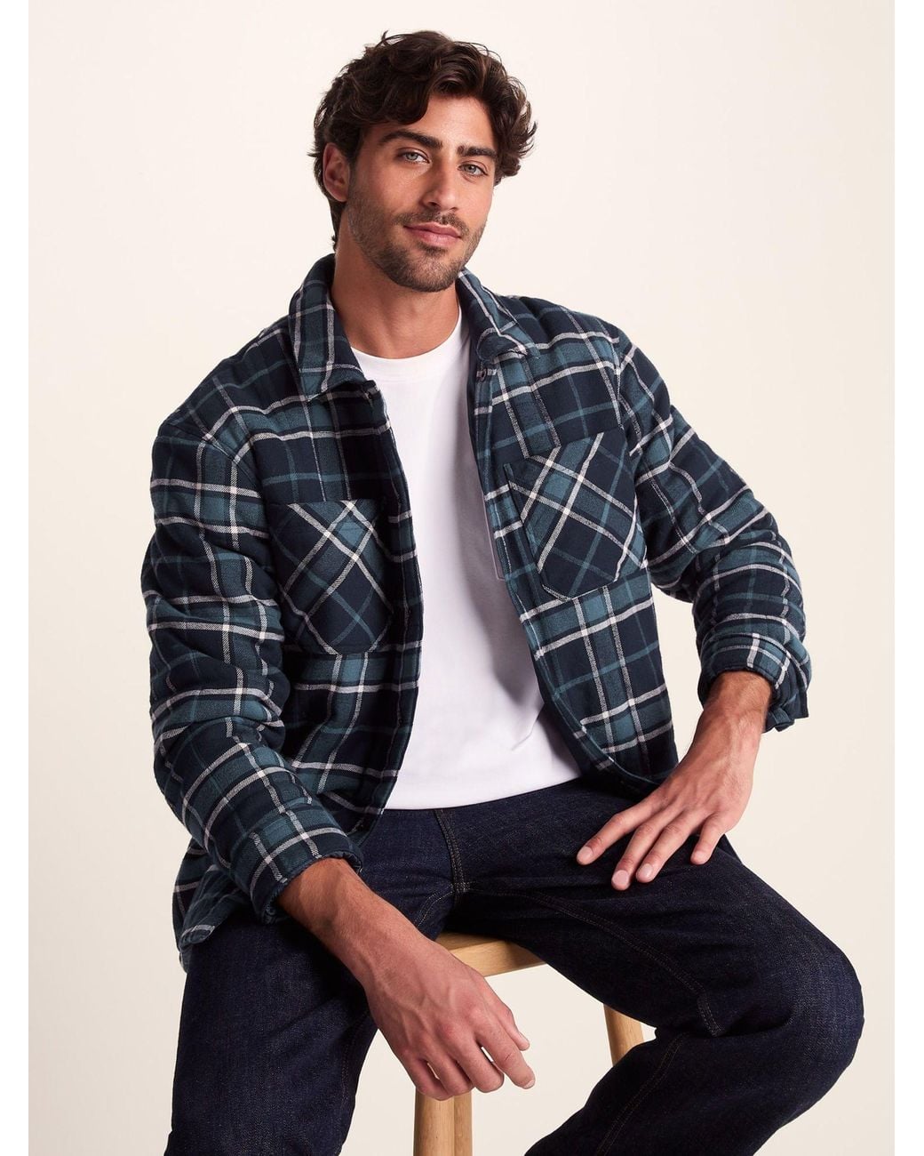 TOG24 Blue Kinsey Quilted Flannel Shacket for men