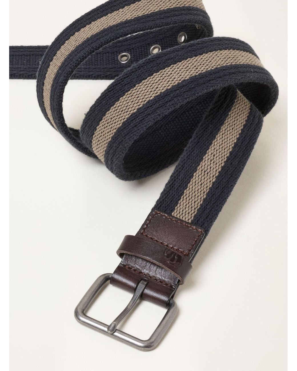 FatFace Black Fatface Stripe Webbing Belt for men