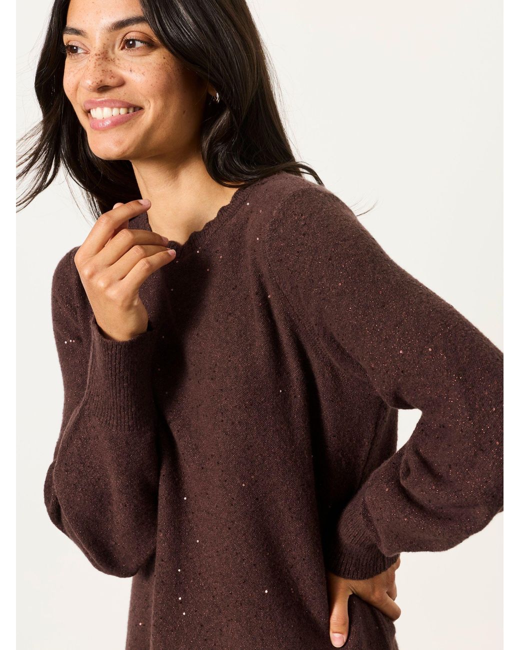FatFace Brown Skylar Petite Knitted Dress