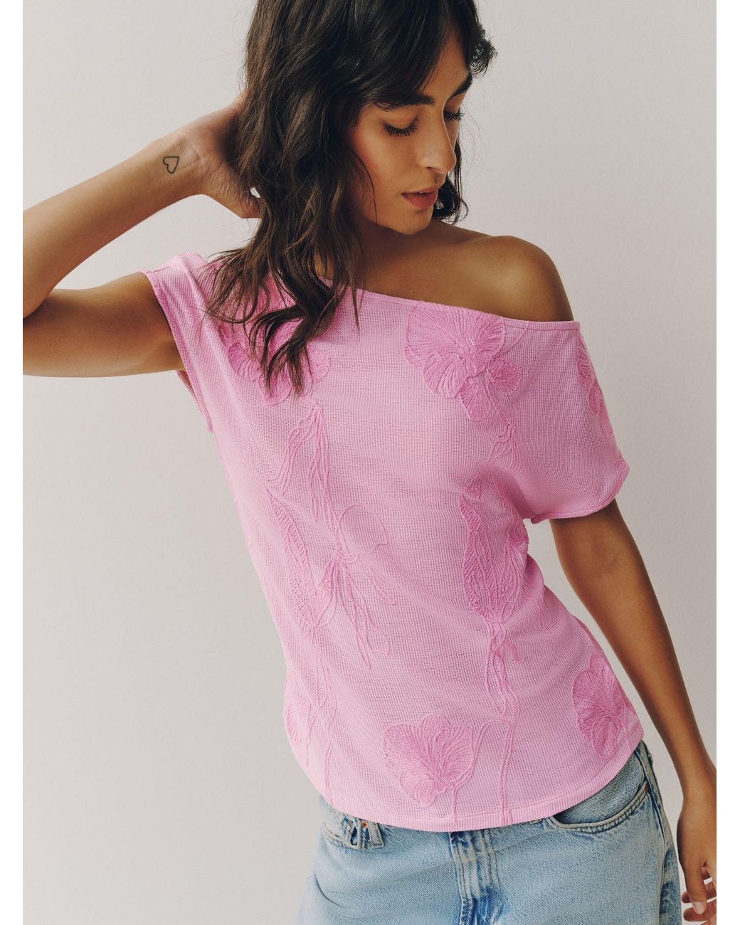 Next Pink Off The Shoulder Short Sleeve Top