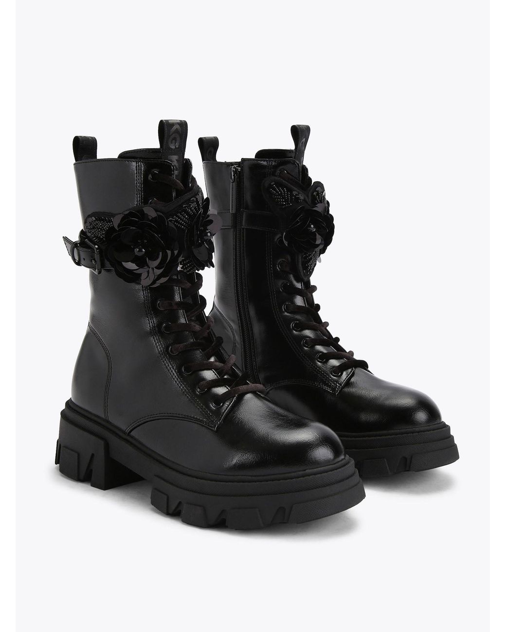 KG by Kurt Geiger Black Trekker Cuff Boots