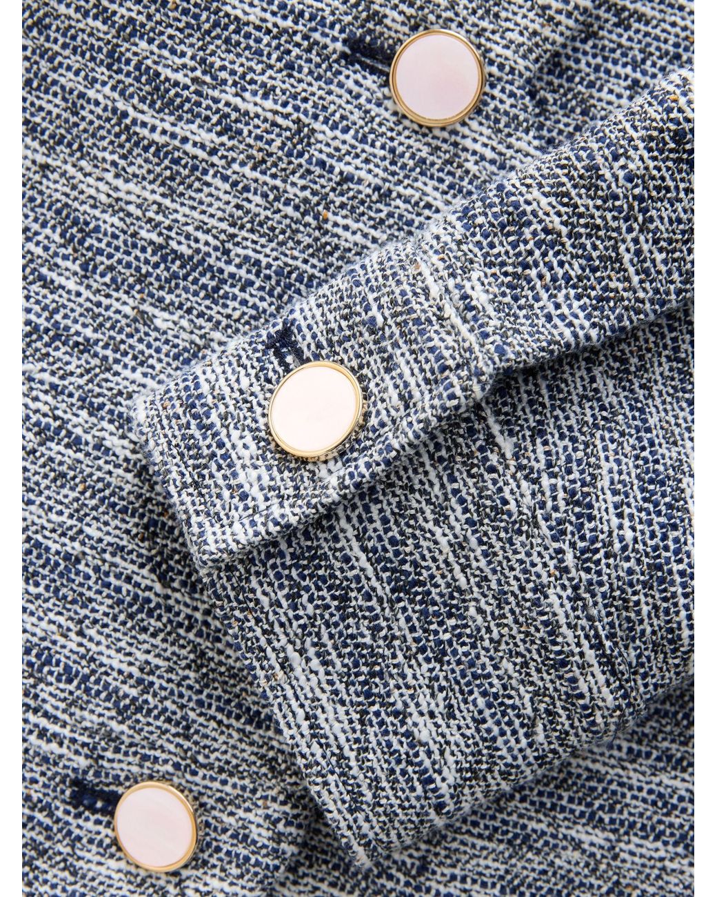 Next Blue Marl Boucle Scallop Collarless Jacket