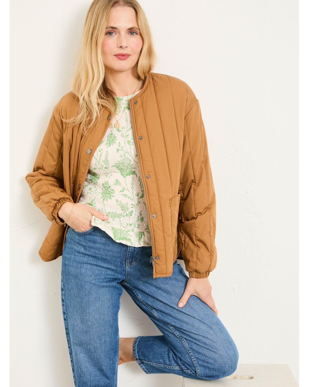 FatFace Brown Betty Shirred Top