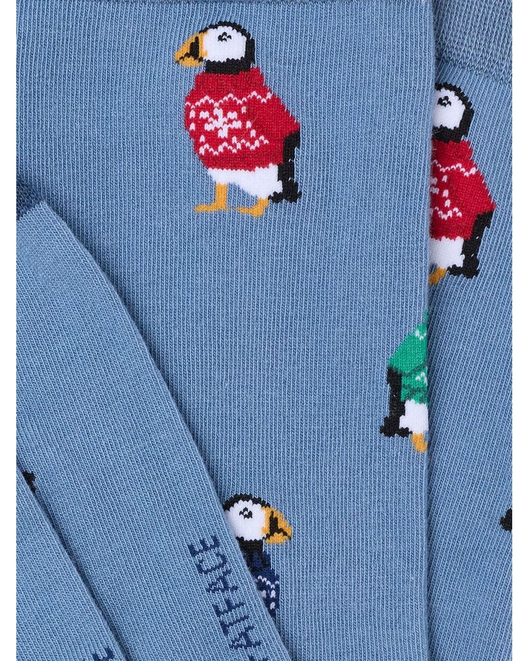 FatFace Blue Fatface Christmas Puffins Socks for men