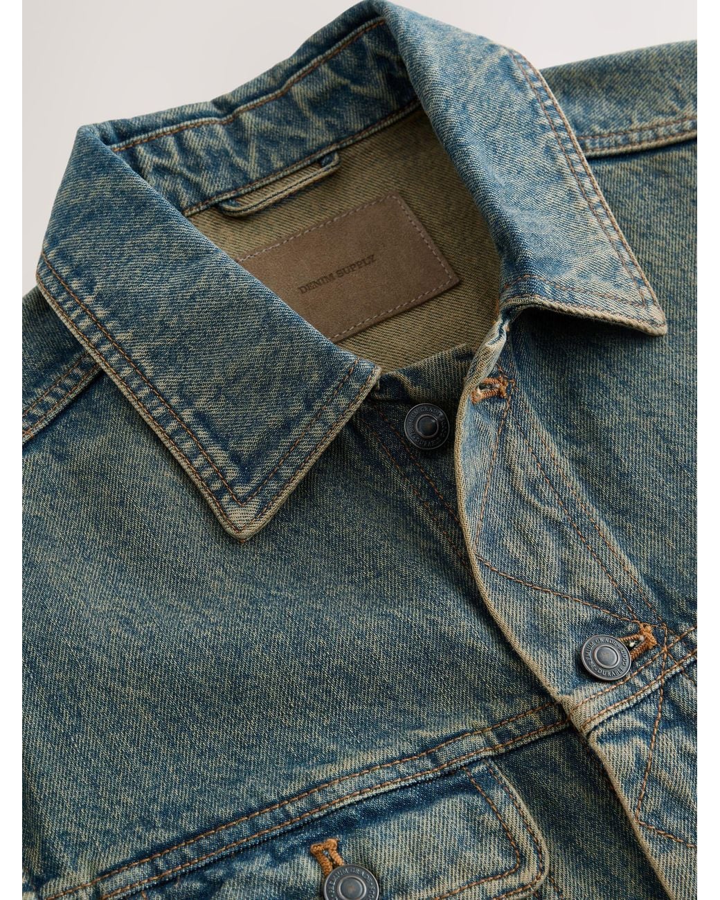 Next Green Denim Button Through Jacket for men