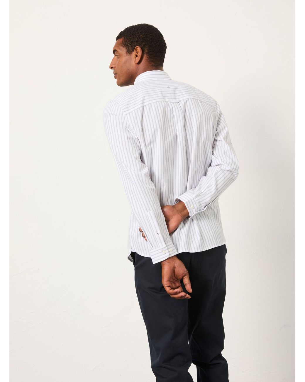 FatFace White Foston Long Sleeve Stripe Shirt for men