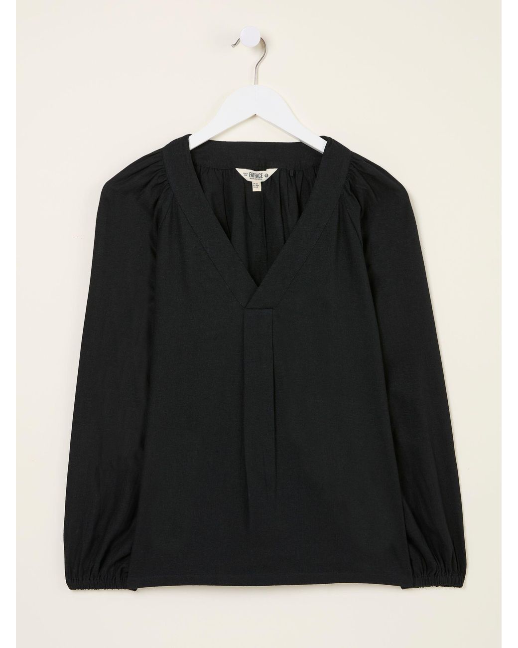 FatFace Black Channon V-Neck Blouse