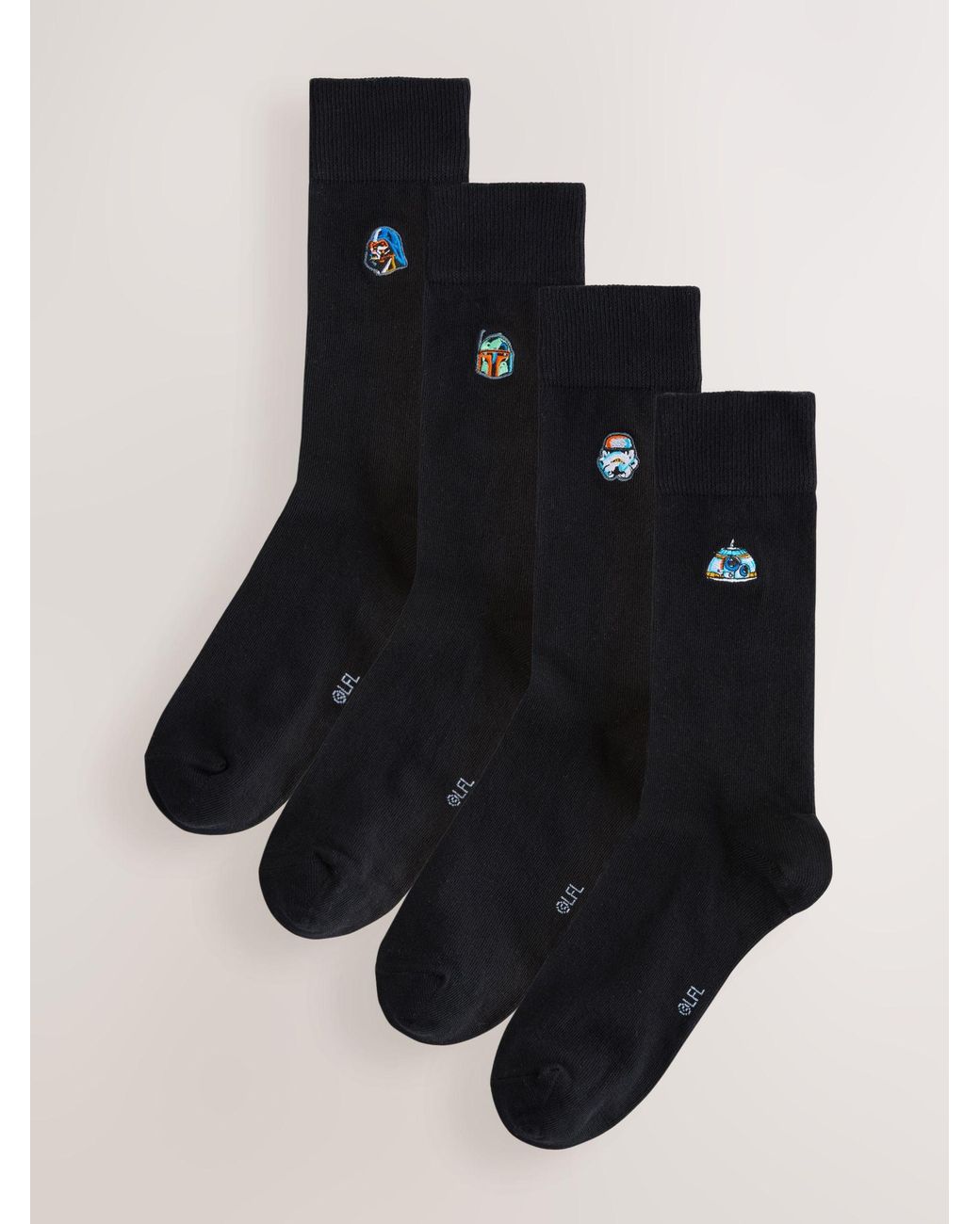 Next Black Embroidered Socks 4 Pack for men