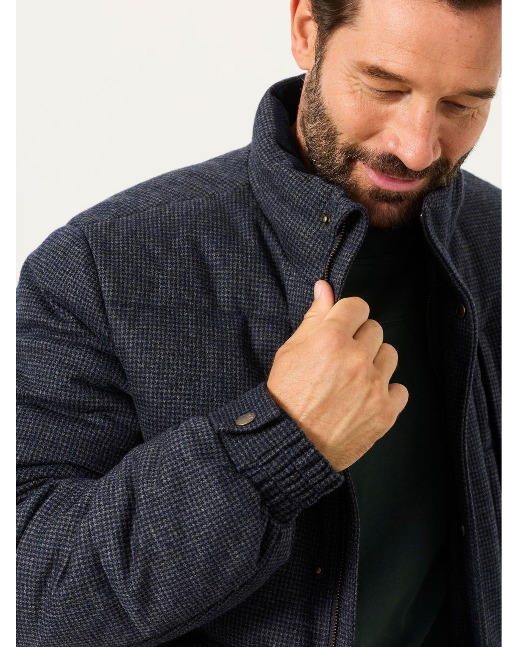 FatFace Gray Micro Check Padded Jacket for men