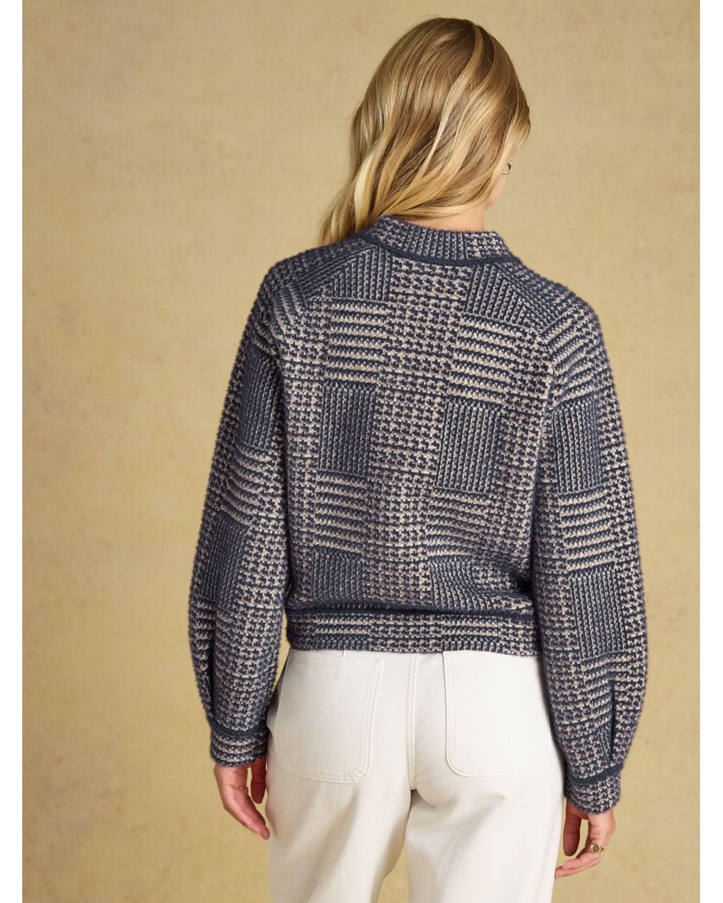 Joules Blue Soft Touch Patterned Knitted Jacket