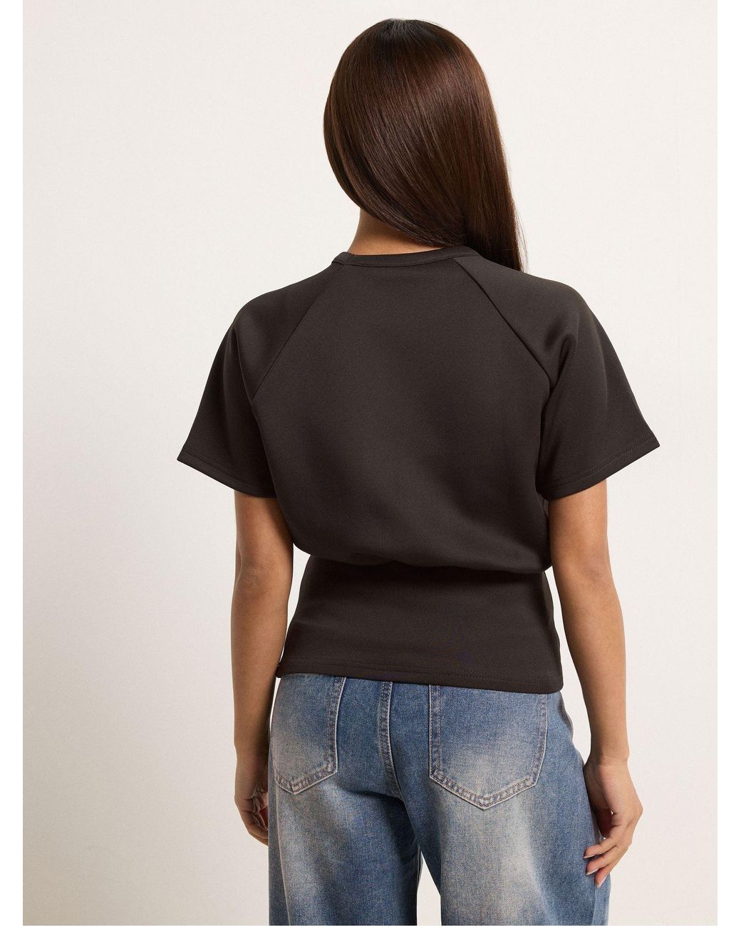 PixieGirl Petite Black Scuba Raglan Top