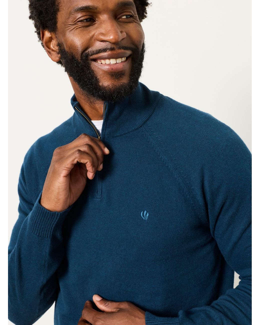 FatFace Blue Rye Quarter Zip Knitted Jumper for men