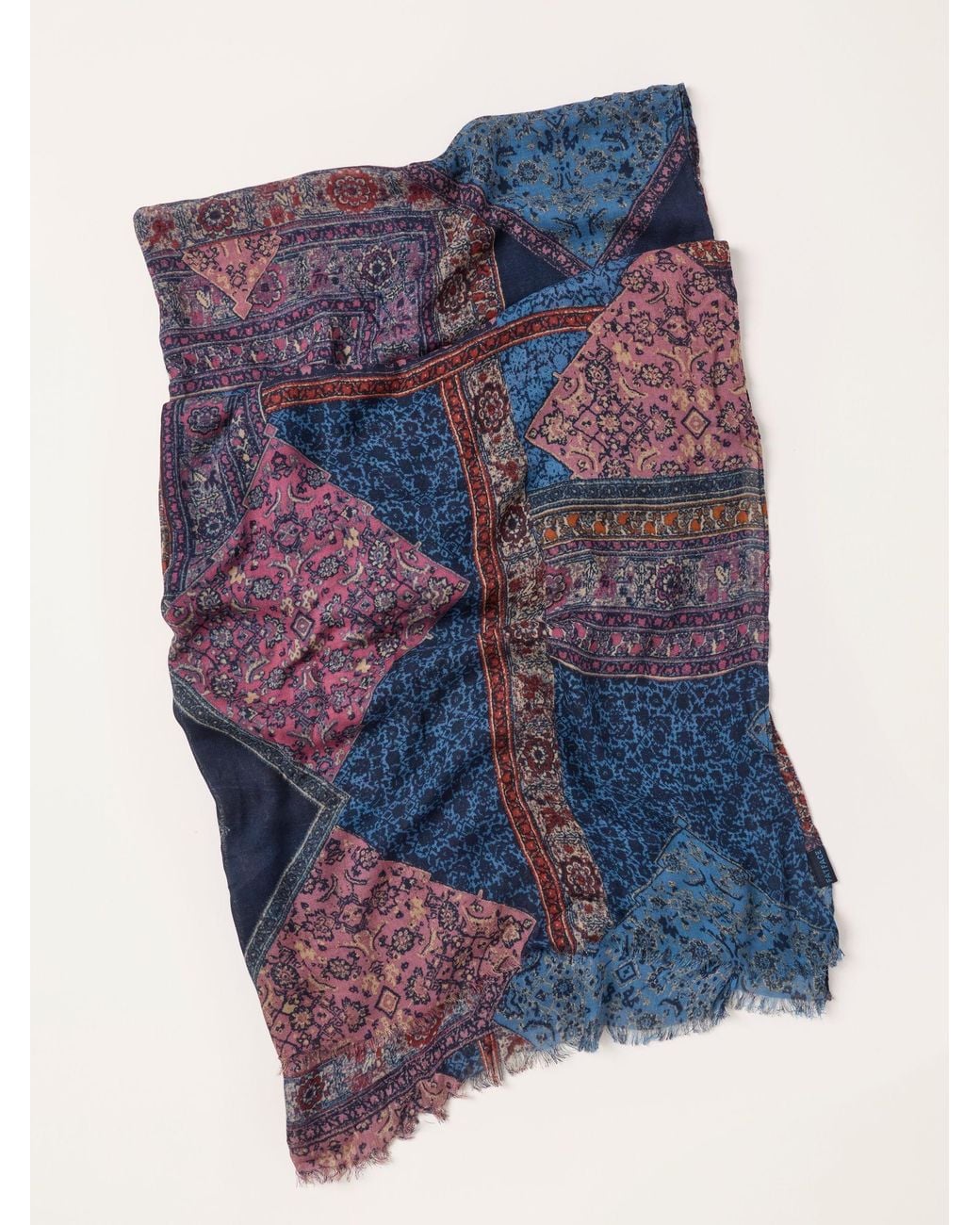 FatFace Blue Patchwork Lightweight Scarf