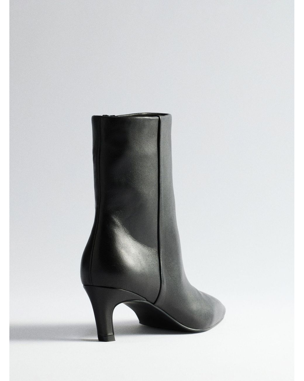 The Set Black Premium Chisel Ankle Boots Leather